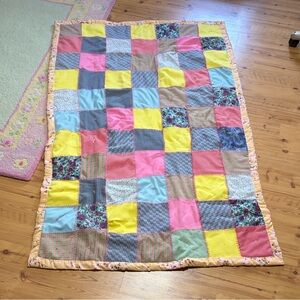Handmade patchwork quilt throw blanket